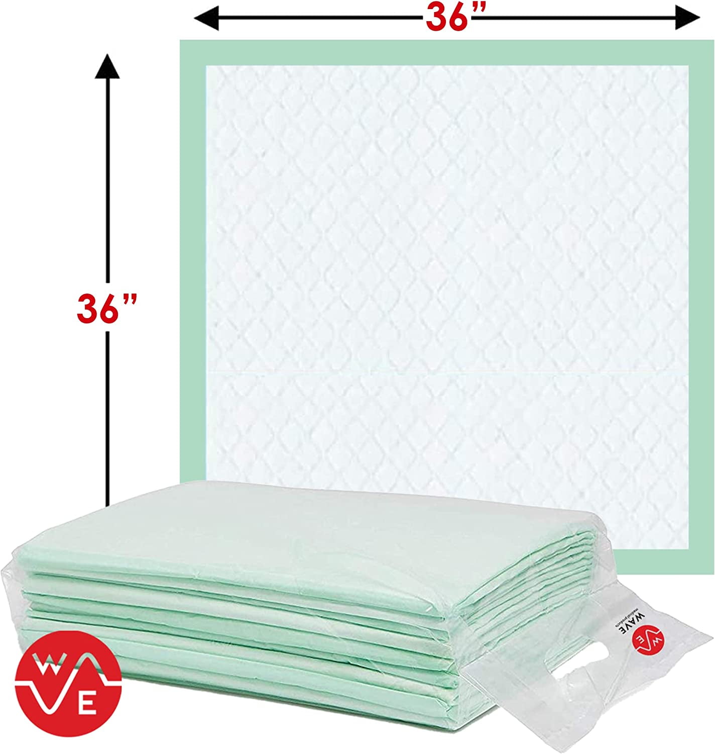 Wave Medical Super Absorbent Disposable Underpads 30'' X 30'' Incontinence Pads, Bed Covers, Puppy Training | Advanced Protection for Kids, Adults, Elderly (30W x 30L (50 Count))