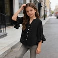 thumbnail image 7 of Dagugfen 3/4 Sleeve Tops for Teen Girl Button down Shirts Loose Fitted V Neck Lightweight Summer Casual Beach Tops 3-14 Years, 7 of 7