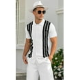 thumbnail image 4 of Iceglad Mens Polo Shirts Vintage Striped Knitting Short Sleeves Button Down Golf Shirts, 4 of 10