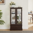 thumbnail image 4 of Glass Cabinet Lighted Glass Cabinet Curio Display Cabinet with Adjustable Glass Shelves 2 Doors and 1 drawer Cabinet Bulb Included, 4 of 14