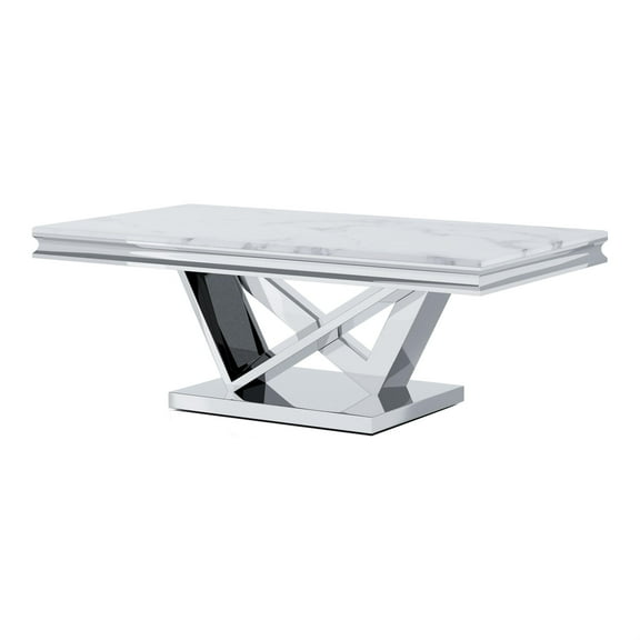 Furniture of America Mersa Glam Metal Pedestal Coffee Table in Chrome