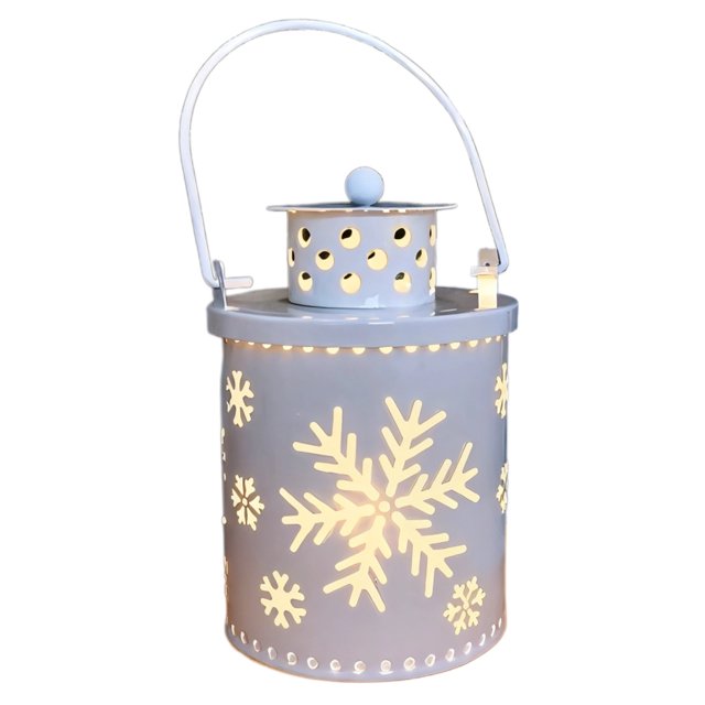 Farol navideño con vela LED, luz decorativa navideña de metal, diseño de reno de pino y copo de nieve, lámpara de mesa que funciona con pilas, decoración navideña de interior para fiestas en casa