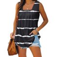 thumbnail image 2 of USSUMA Summer Tops for Women 2025 Womens Tank Tops Sleeveless Square Neck Loose Fit Casual Printed Casual Tee Comfortable T-Shirt Party Black Polyester Up to 65% off Tank Top for Women S, 2 of 5