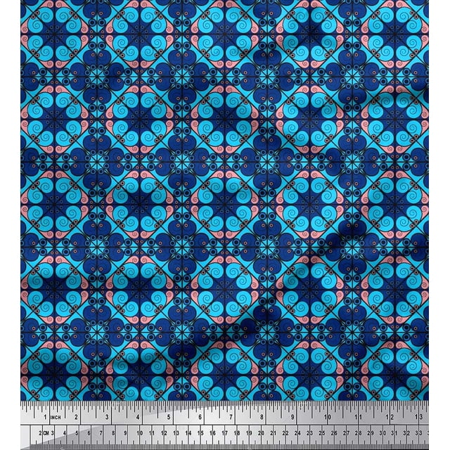 Soimoi Moss Georgette Fabric Geometric & Paisley Decorative Print Fabric by The Yard 42 Inch Wide