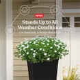 thumbnail image 3 of Keter Set of 2 Resin Modern Outdoor 22 Inch Tall Large Flower Pots, Tapered Wood Look Planters for Outdoor Plants and Front Porch Decor, Graphite, 3 of 12