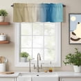 thumbnail image 2 of Gradient Brown Blue Valance Curtain for Windows Modern Abstract Minimalist Beige Ocean Beach Rod Pocket Curtain Valances Short Window Treatments for Kitchen Bathroom Laundry Basement 60 x 14 Inch, 2 of 9