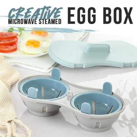 

Creative Steamed egg box food grade PP material two compartment egg steamer microwave kitchen breakfast egg cooking tool