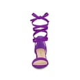 thumbnail image 2 of BLISSFUL STEP Women's Opened Toe Block Heel Lace up Dress Sandals Purple 8, 2 of 8
