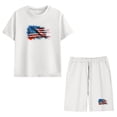 thumbnail image 6 of Kids White USA Flag T-Shirt and Shorts 2 Piece Matching Outfit for 4th of July, Unisex for Kids Boys Girls,Size 7 T, 6 of 9