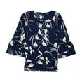 thumbnail image 2 of Alfani Womens Floral Print Ruffled Blouse, Blue, Small, 2 of 2
