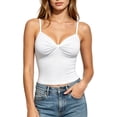 thumbnail image 5 of Noric Women's Summer Crop Tank Top Spaghetti Strap Sweetheart Neck Skinny Ruched Front Casual Sleeveless Camisole Tops, 5 of 7