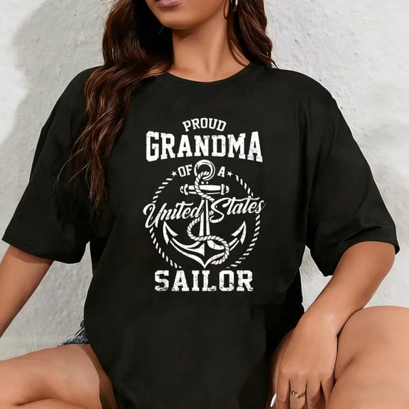 100% Cotton Unisex Proud Grandma of A Sailor US Veteran Family Matching T-Shirt