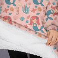 thumbnail image 3 of Oversized Wearable Blanket Hoodie,Mermaid Princess Sea Pattern Sherpa Blanket Hoodie with Super Pockets,Super Warm Fuzzy Pullover for Women & Men, 3 of 6