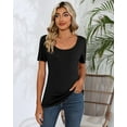 thumbnail image 4 of 2 Pcs Womens T Shirt Tops with Scoop Neck Basic Casual Tee Women Basic Layer Shirts, 4 of 5