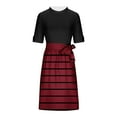 thumbnail image 6 of Weiqiqre Plus Size Dresses Flowy Short Sleeve Empire Waist Summer Crewneck Midi Length Fashion Belted Sundresses for Women, 6 of 6