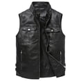 thumbnail image 3 of Chaleco de moto NAVEKULL para hombre de piel negro vintage, 3 of 7