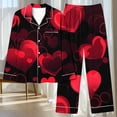 thumbnail image 7 of Jamicy Button Up Pajamas for Women Valentine's Day Silky Pajamas Floral Print Satin Pajama Set Long Sleeve Button Up Soft Sleepwear Cute Pj Sets, 7 of 7
