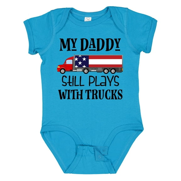 Inktastic Daddy Plays with Trucks Boys or Girls Baby Bodysuit