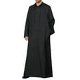 thumbnail image 1 of Men's Casual Solid Hooded Muslim Robe Long Sleeve Button Pocket Jubba Thobe - Polyester, Durable, All Season, Daily/Casual Wear, Perfect Gift, 1 of 6