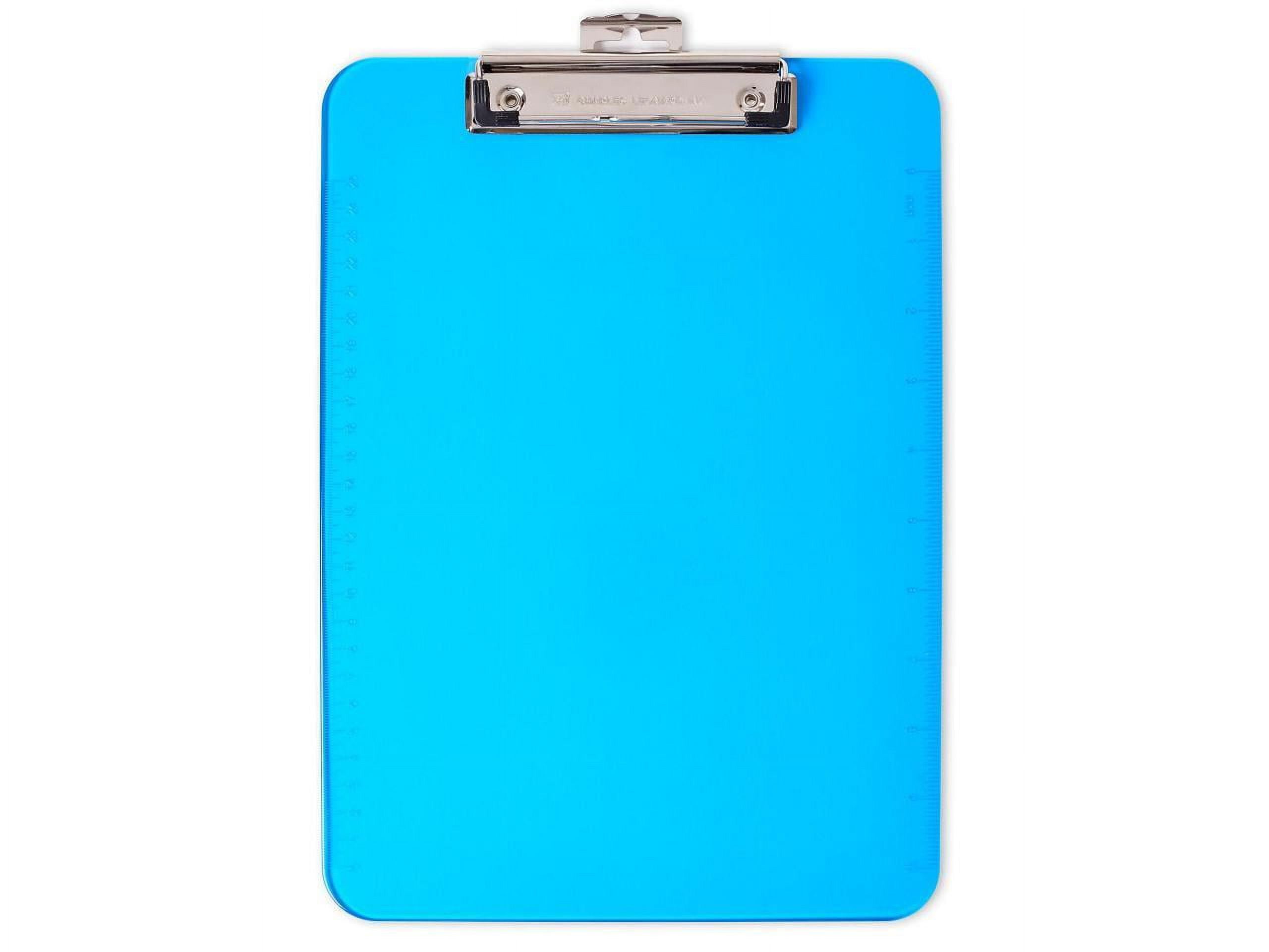 CLI Rubber Grip Plastic Clipboards - 8 1/2" x 11" - Low-profile - Plastic - Neon Blue - 1 Each