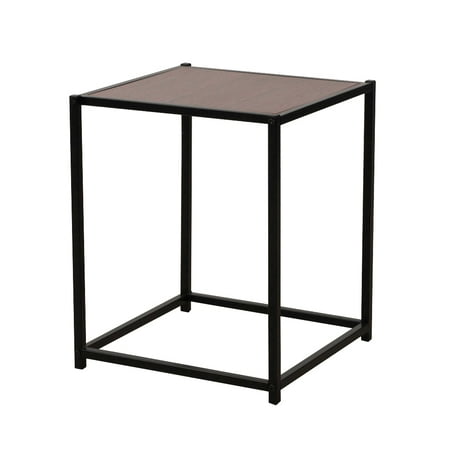 Wood Side Grain Ktaxon End Table Rustic Iron Frame Wood Grain Veneer Surface Side Table End Table Sapele Color ()