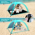 thumbnail image 3 of WARMTUYO Multi Pole Beach Tent for 2-3 Person, UPF 50+ Sun Shelter, Portable Extendable Beach Canopy, for Camping, Hiking, Outdoor, Fishing,with Zip and Privacy Screen - Green, 3 of 12