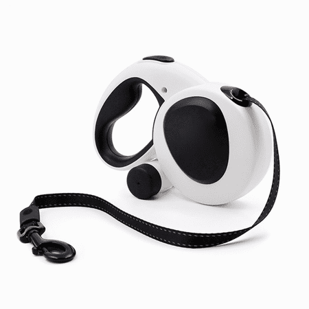 Retractable dog leash with light and dispenser and poop bag, 16.4 ft heavy duty dog leash with non-slip handle for medium and small dogs, 360° tangle free, one button brake and lock