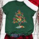 thumbnail image 2 of Gibobby Camisas de Navidad para mujer Navidad Copa de de nieve Muñeco de nieve Estampado O Cuello Camiseta Blusa Manga corta(Verde,CH), 2 of 3