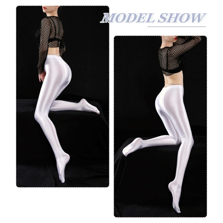 Women Oil Shiny Stockings Solid Color Footed Legging Dance Sports Yoga  Pantyhose Tights Stretch Seamless Pilates Pants Streetwear Clubwear