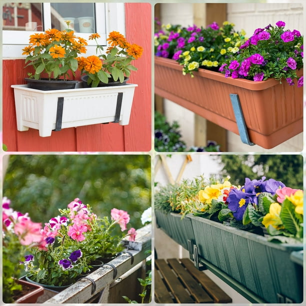 Unique Bargains Deck Railing Adjustable Planter Box Brackets Iron Flower Box Wall Mounting Hooks for Balcony 2pair Walmart