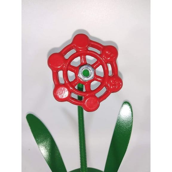 Red Metal Flower, Sculptured Floral Decor, Faucet Flowers
