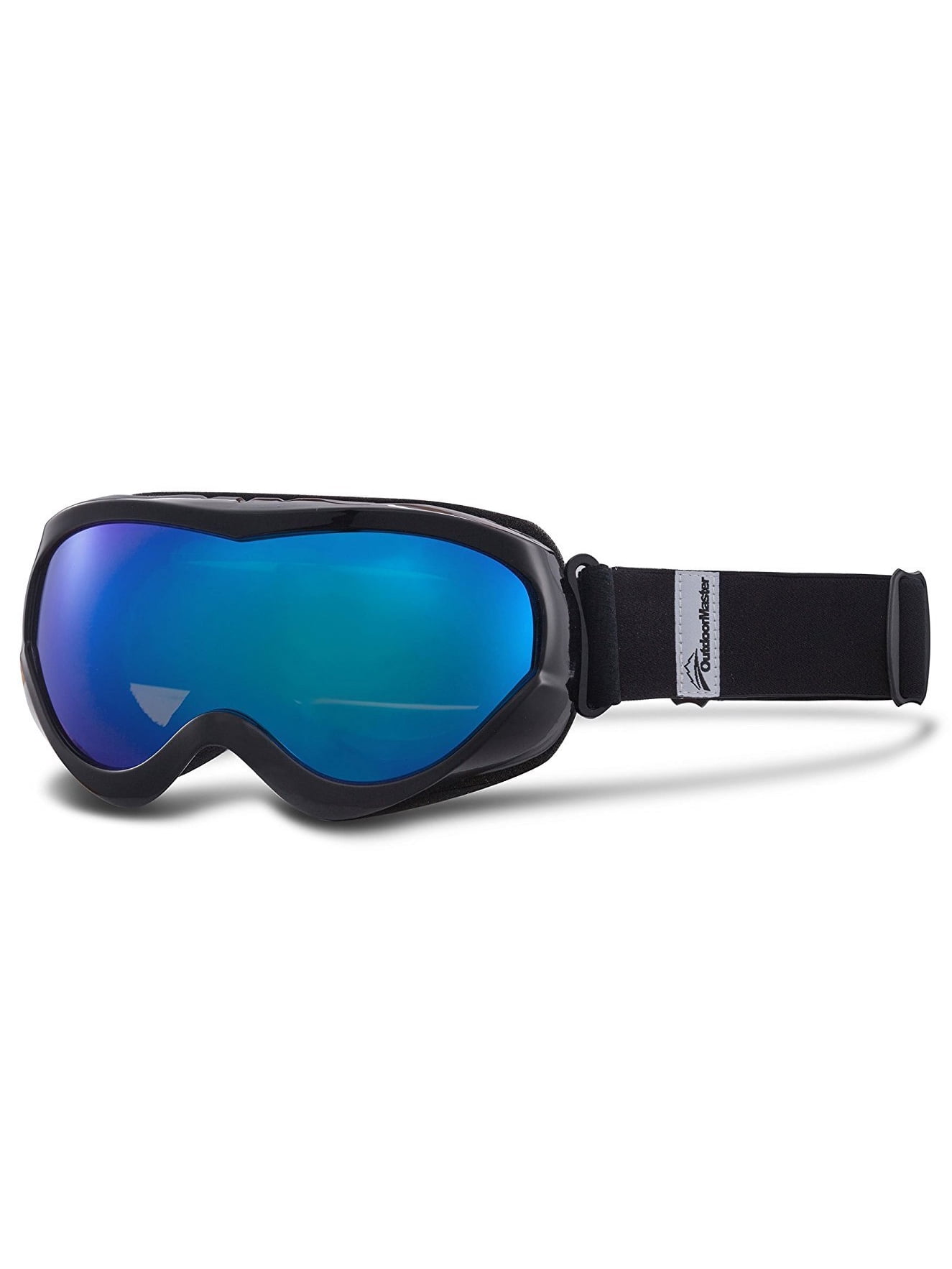 OutdoorMaster Kids Ski Goggles, Black Grey Lens Blue VLT 15