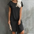 thumbnail image 4 of Bigersell Flowy Dresses for Women Short Sleeve Women Halter Strapless Solid Color Knitted Slim Mini Dress Mini Dresses for Female Regular T-Shirt Dresses, Style 26891, Black L, 4 of 9