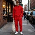 thumbnail image 6 of Hearthz Sweatsuits for Men 2 Piece Tracksuit Drawstring Elastic Sweatshirt and Joggers Set Solid Color Athletic Men's Sweatsuits Red S, 6 of 7