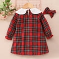 thumbnail image 5 of BdTemWBs Toddler Girl Christmas Plaid Dress Puff Long Sleeve Doll Collared Smocked Dresses Gingham A Line Dresses Casual Girls Princess Christmas Dress (Red-#02,18-24 Months), 5 of 6