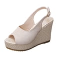 thumbnail image 3 of Women's Sandals Wedge Flatform Open Toe Ankle Straps Solid Color High Heel Comfortable Shoes Women Dressy Summer Casual Sandals with Buckle, 3 of 10