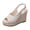 Beige, variant on Black One-Strap Buckle Wedge Sandals For Women Casual Peep Toe Open-Toe Platform Plus Size Footwear In Black Flock Us Size 6.5 Fits 9.45 Inches