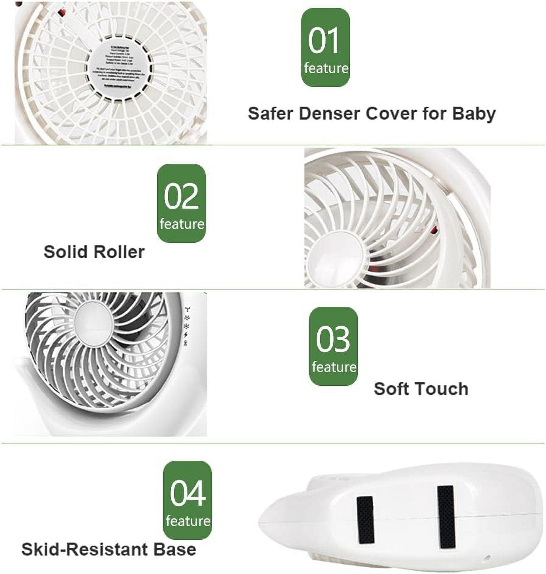 Hanonwoven 3-Speed Rechargeable Portable USB Desk Fan
