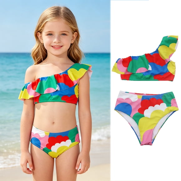 Kids Girl Swimsuit The Girl's Colorful Two-Piece Swimming Suit 6-7 Years Girls Swimsuit