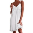 thumbnail image 2 of Lolmot Women Sexy V-Neck Solid Appliques Spathetti Strap Sleeveless Sling Skirt Beach Dress, 2 of 5