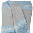 thumbnail image 3 of 50" X 60" Blue Gray and Beige Woven Cotton Plaid Throw Blanket with Fringe, 3 of 8