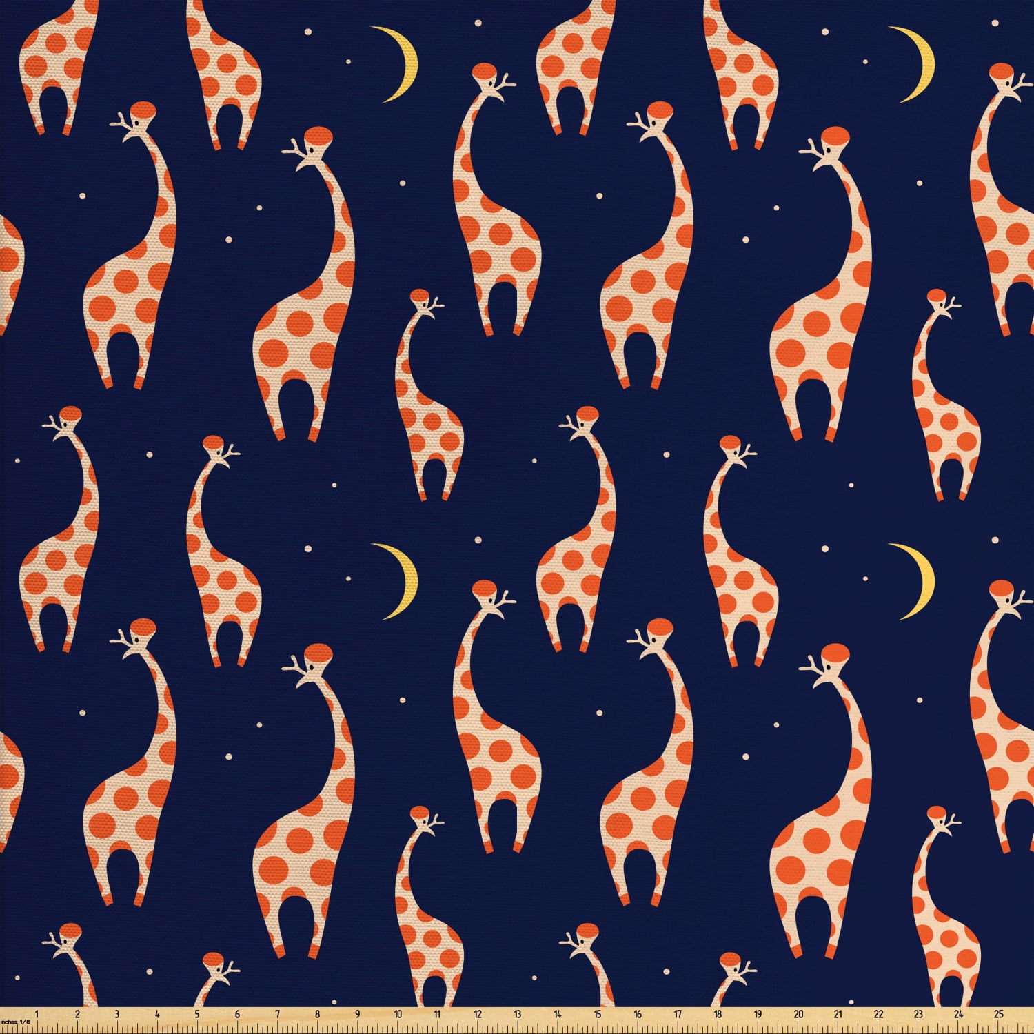 Giraffe Fabric by The Yard, Baby Toddler Nursery Pattern with Funny