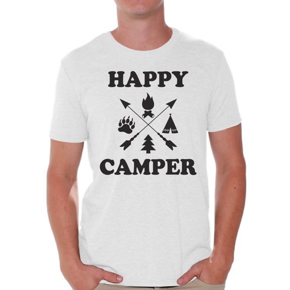Awkward Styles Happy Camper Black Shirt for Boyfriend Camping Lovers Gifts Camper T Shirt for Dad Happy Camper Shirt for Men Happy Mens Shirt Happy Camper Men's T Shirt Cute Camping Clothes for Him