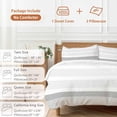 thumbnail image 6 of 3 Piece Grey Stripe Duvet Cover Set Queen Size, Microfiber Comforter/Quilt Cover with Corner Ties and 2 Pillowcases, Modern Abstract Monochrome Geometric All Season Soft Bedding with Zipper Closure, 6 of 8