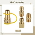 thumbnail image 5 of 4 Pcs 1/2 Inch Natural Gas Quick Connect Fittings Kit, Brass Gas Connectors, Leak-Proof, for Home, BBQ, and Camping Use, Includes Teflon Seal Tape and Dust Caps, 5 of 5