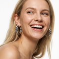 thumbnail image 5 of YEUOYEA Silver Plated Checkered Hoop Earrings for Women, Black White Enamel Wide Hoops, 40mm, 5 of 7