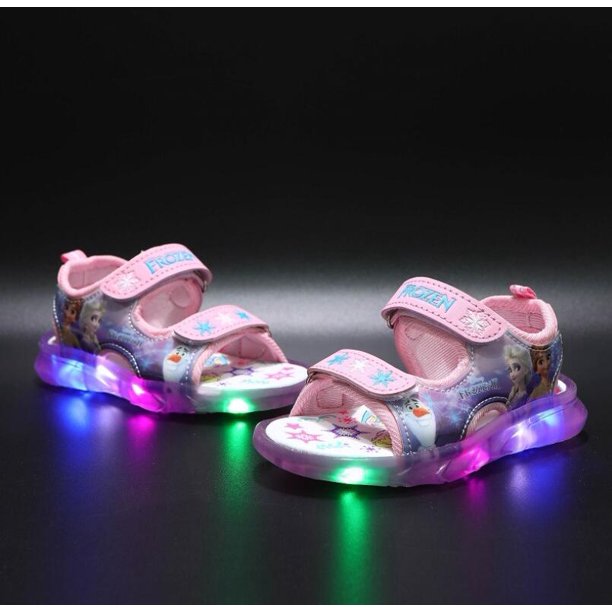 Sandalias de verano para niños de Disney, sandalias deportivas luminosas con luz Led ostentosas para bebés y niños, zapatos Unisex de Spiderman para niños, zapatos 29 Gao Jinjia LED