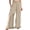 Beige, variant on Woman Fashion Ruffle Hem Pant Smocked Elastic High Waist Long Pants for Women Linen Spring Fall Trousers (Khaki, M)