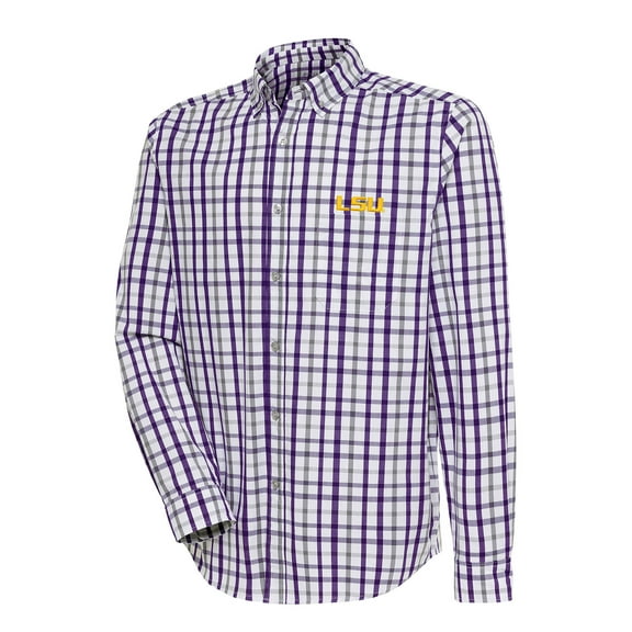 Men's Antigua  Purple/Gray LSU Tigers Tending 2 Button-Down Long Sleeve Shirt