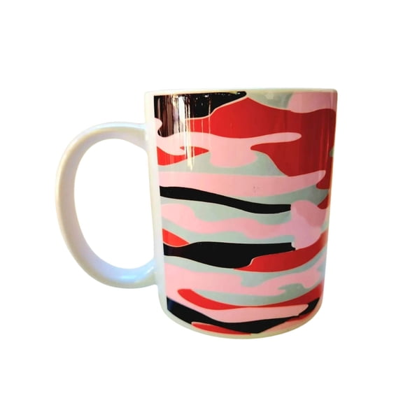 Coffee Quips 12 oz Ceramic Pink Camo Design Mug